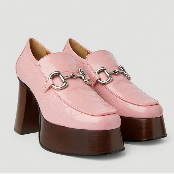 GUCCI NIB NWT Women’s 40.5 / 10.5 pink platform horsebit loafers - Picture 3 of 6